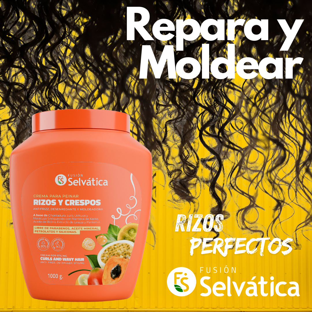 Rizos moldeados con crema para peinar de un litro