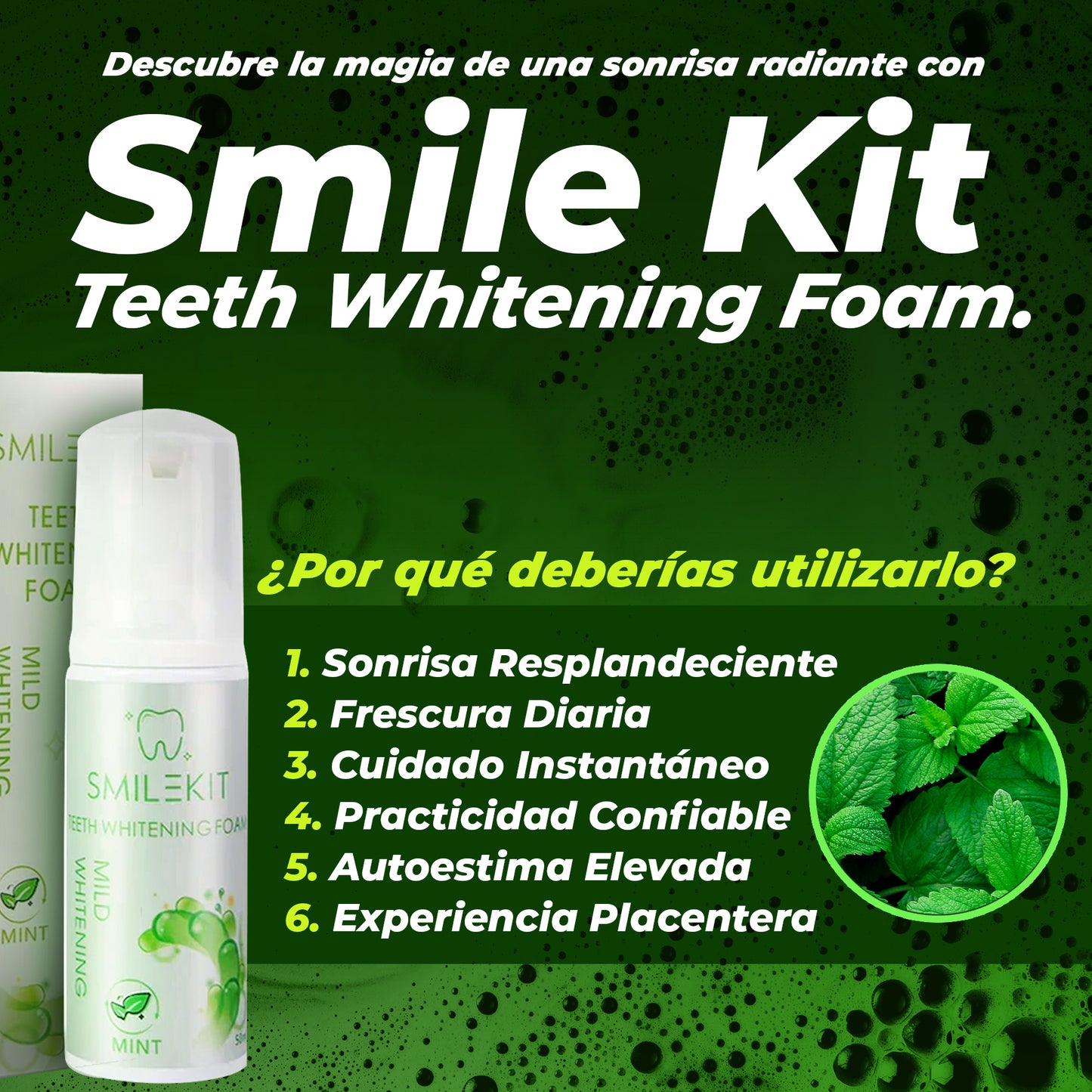 Blanquear los dientes, espuma blanqueadora
