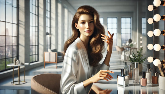 Mujer cuidando de su cabello futurista en onix.com market