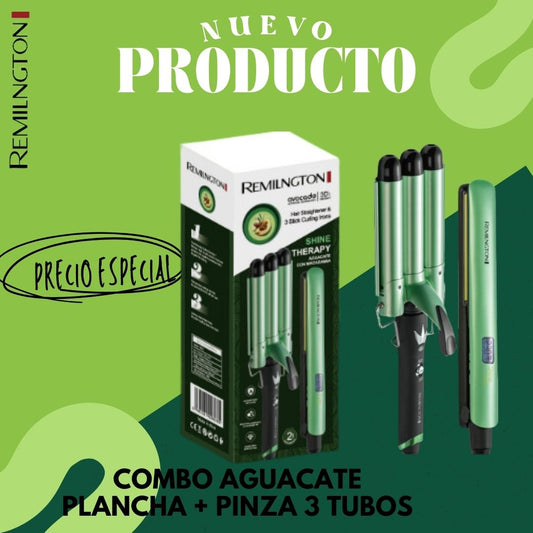 Plancha de pelo y pinza de 3 tubos para crespos