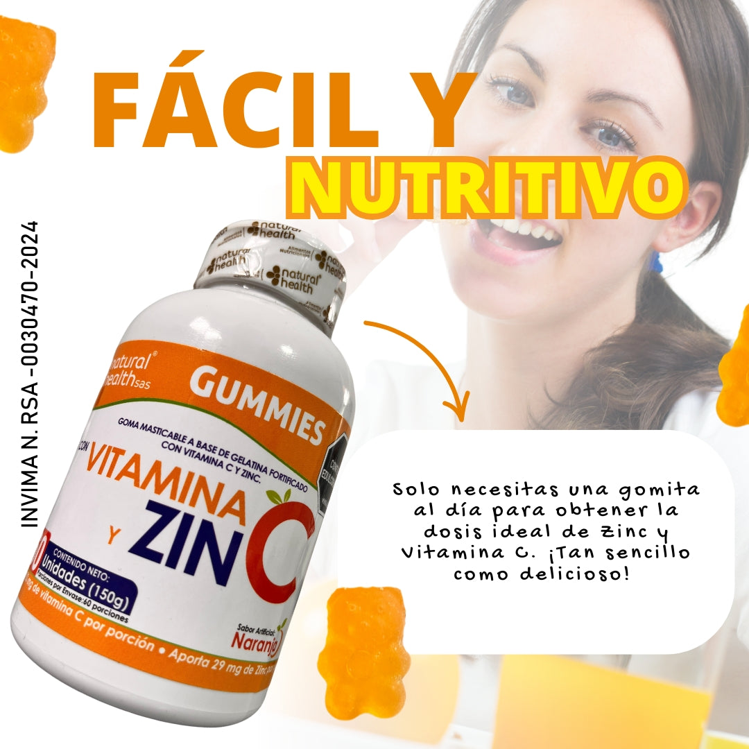 vitamina c y zinc en gomas dosis sencilla