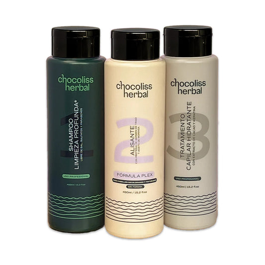Kit para alisar el pelo de 3 pasos natural, Shampoo, alisante, tratamiento capilar